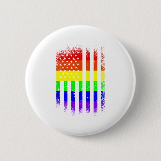 Badge Rond 5 Cm drapeau de la fierté américaine arc-en-ciel (Devant)