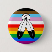 Badge Rond 5 Cm Drapeau de la fierté de progrès LGBTQ+ (Devant)