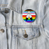 Badge Rond 5 Cm Drapeau de la fierté de progrès LGBTQ+ (En situation)