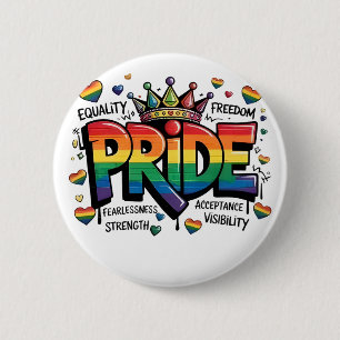 Badge Rond 5 Cm Drapeau de la fierté LGBTQ Acceptance LGBT 4 juill
