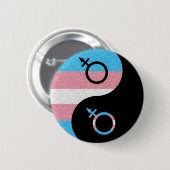 Badge Rond 5 Cm Drapeau de la Fierté transgenre Yin et Yang Symbol (Devant & derrière)