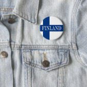 Badge Rond 5 Cm Drapeau de la Finlande Croix Bleue Suomi (En situation)