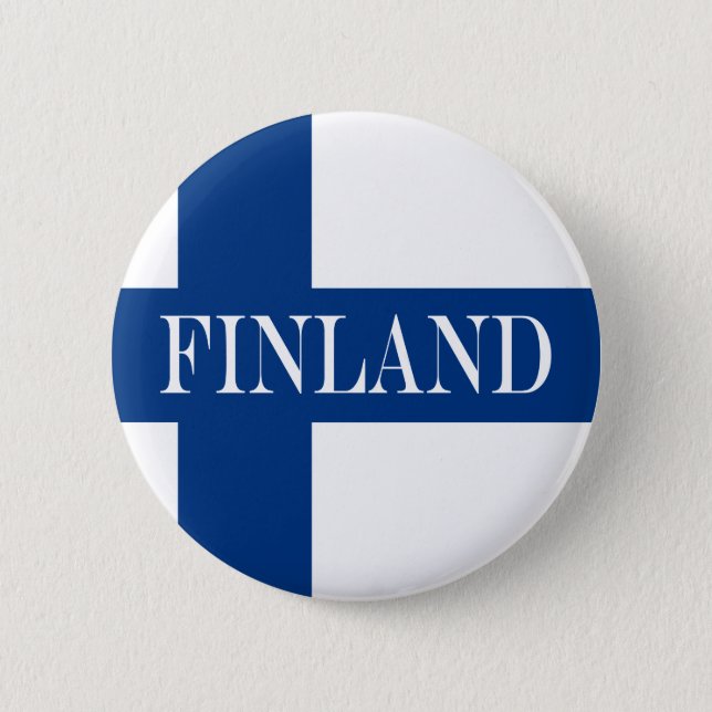 Badge Rond 5 Cm Drapeau de la Finlande Croix Bleue Suomi (Devant)