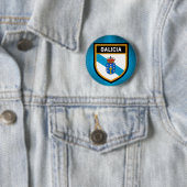 Badge Rond 5 Cm Drapeau de la Galicie (En situation)