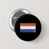 Badge Rond 5 Cm Drapeau de la Hollande avec texte Pays-Bas (Devant & derrière)