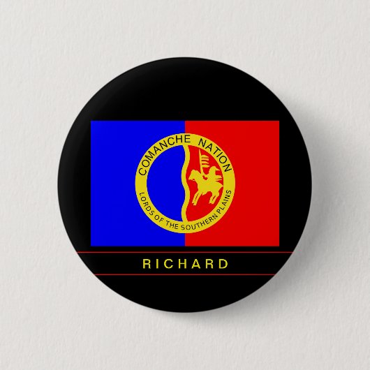 Badge Rond 5 Cm Drapeau de la Nation Comanche Autochtone Autochton (Devant)