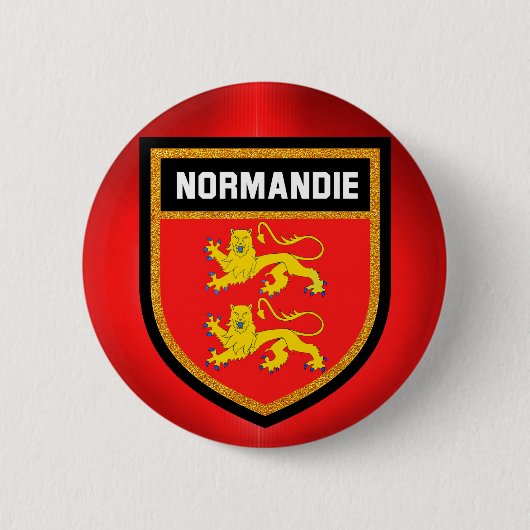 Badge Rond 5 Cm Drapeau de la Normandie (Devant)