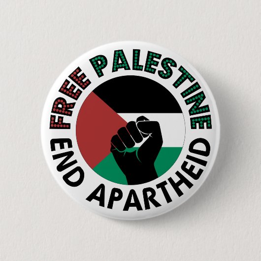 Badge Rond 5 Cm Drapeau de la Palestine libre pour mettre fin à l' (Devant)
