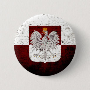 Badge Rond 5 Cm Drapeau de la Pologne Black Grunge