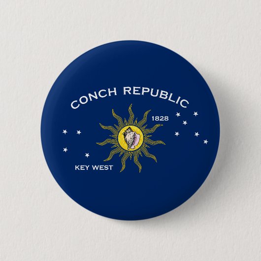 Badge Rond 5 Cm Drapeau de la République de Conch, Drapeau de Key (Devant)
