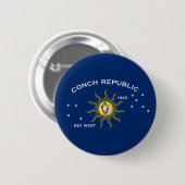 Badge Rond 5 Cm Drapeau de la République de Conch, Drapeau de Key (Devant & derrière)