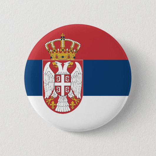 Badge Rond 5 Cm Drapeau de la Serbie (Devant)