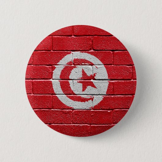 Badge Rond 5 Cm Drapeau de la Tunisie (Devant)