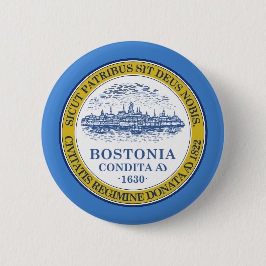 Badge Rond 5 Cm Drapeau de la ville de Boston (Devant)