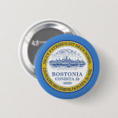 Badge Rond 5 Cm Drapeau de la ville de Boston (Devant & derrière)
