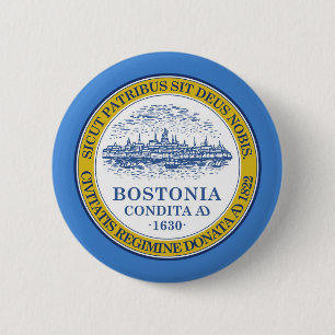 Badge Rond 5 Cm Drapeau de la ville de Boston