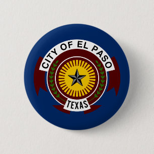 Badge Rond 5 Cm Drapeau de la ville d'El Paso, Texas Pinback Butto