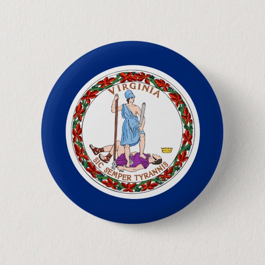 Badge Rond 5 Cm Drapeau de la Virginie (Devant)