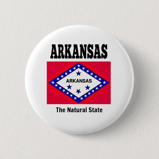 Badge Rond 5 Cm Drapeau de l'Arkansas et devise (Devant)