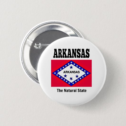 Badge Rond 5 Cm Drapeau de l'Arkansas et devise (Devant & derrière)