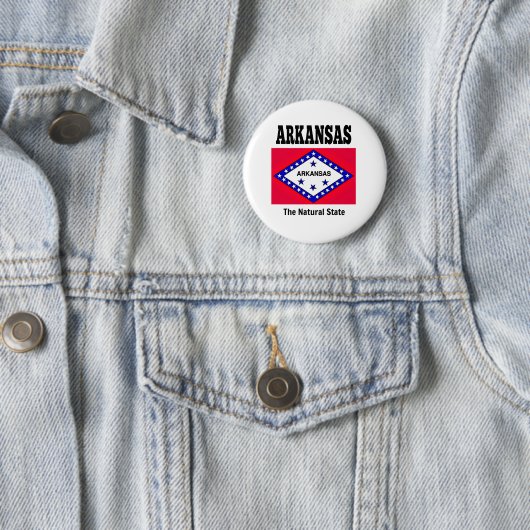 Badge Rond 5 Cm Drapeau de l'Arkansas et devise (En situation)