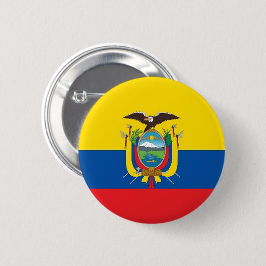 Badge Rond 5 Cm Drapeau de l'Équateur (Devant & derrière)
