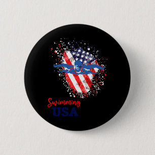 Badge Rond 5 Cm Drapeau de l'équipe de soutien de natation Nageur 