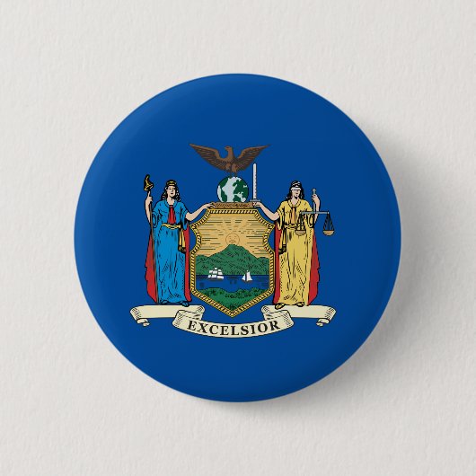 Badge Rond 5 Cm Drapeau de l'État de New York (Devant)