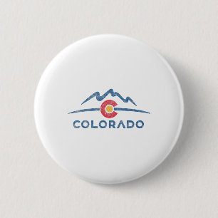 Badge Rond 5 Cm Drapeau de l'État du Colorado Montagnes Rocheuses