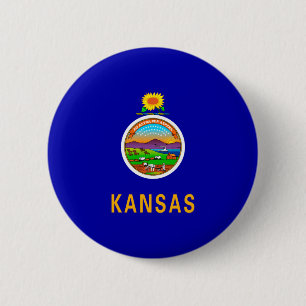 Badge Rond 5 Cm Drapeau de l'État du Kansas