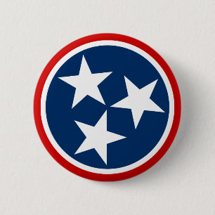 Badge Rond 5 Cm Drapeau de l'État du Tennessee Bleu Blanc Étoiles