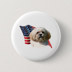 Badge Rond 5 Cm Drapeau de Lhasa Apso
