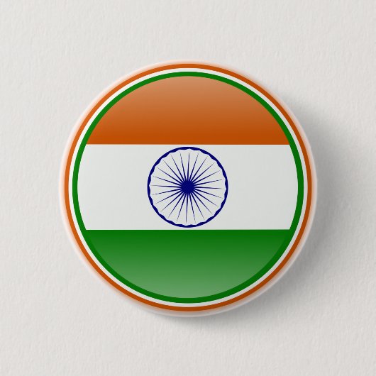Badge Rond 5 Cm Drapeau de l'Inde (Devant)
