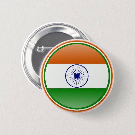 Badge Rond 5 Cm Drapeau de l'Inde (Devant & derrière)
