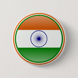 Badge Rond 5 Cm Drapeau de l'Inde