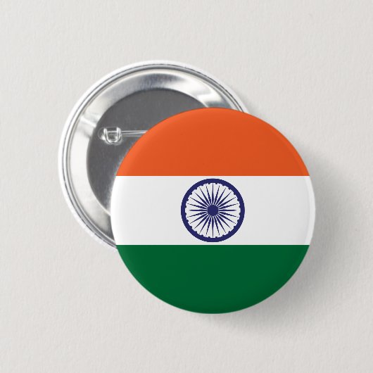 Badge Rond 5 Cm Drapeau de l'Inde (Devant & derrière)