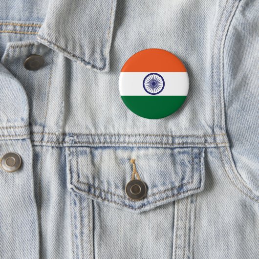 Badge Rond 5 Cm Drapeau de l'Inde (En situation)