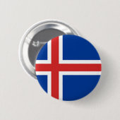 Badge Rond 5 Cm Drapeau de l'Islande (Devant & derrière)