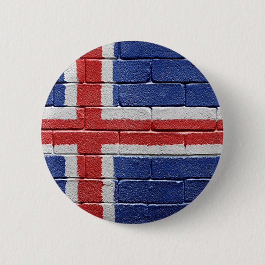 Badge Rond 5 Cm Drapeau de l'Islande (Devant)