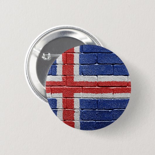 Badge Rond 5 Cm Drapeau de l'Islande (Devant & derrière)