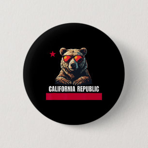 Badge Rond 5 Cm Drapeau de l'ours de l'État doré de Californie