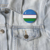 Badge Rond 5 Cm Drapeau de l'Ouzbékistan (En situation)
