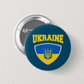 Badge Rond 5 Cm Drapeau De L'Ukraine & Emblème (Devant & derrière)
