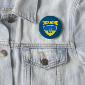 Badge Rond 5 Cm Drapeau De L'Ukraine & Emblème (En situation)