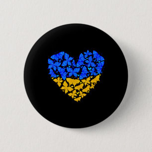 Badge Rond 5 Cm Drapeau de l'Ukraine Papillon Cœur Vintage Amour U