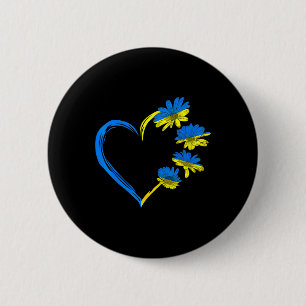 Badge Rond 5 Cm Drapeau de l'Ukraine Tournesol Vintage Amoureux Uk