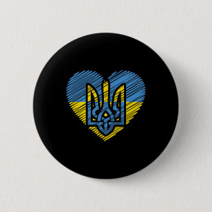 Badge Rond 5 Cm Drapeau de l'Ukraine Ukrajina Ukrainien Paix Cœur