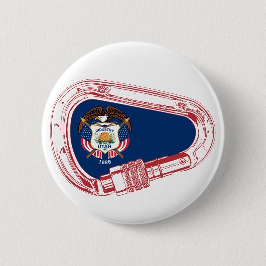 Badge Rond 5 Cm Drapeau de l'Utah montant Carabiner (Devant)