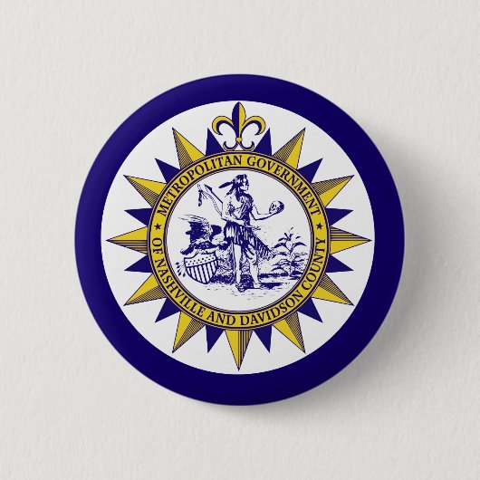 Badge Rond 5 Cm Drapeau de Nashville, Tennessee (Devant)