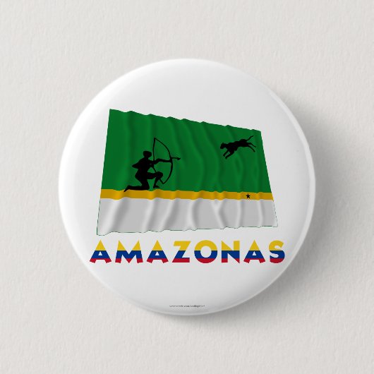 Badge Rond 5 Cm Drapeau de ondulation d'Amazonas avec le nom (Devant)
